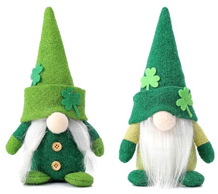 ENLACE Gnomo di San Patrizio, decorazione primaverile irlandese, 2 pezzi, gnomo verde, peluche a forma di quadrifoglio, per bambini, ragazzi e ragazze, casa delle vacanze, decorazione per feste