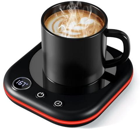 Mug Warmer Upgraded,Coffee Mug Warmer for Desk LEDs Light 3 Temp Settings (113-167°F) 1-12H Timer 4 H Auto Shut Off Beverage Cup Candle Warmer for Coffee Tea Milk(Black)