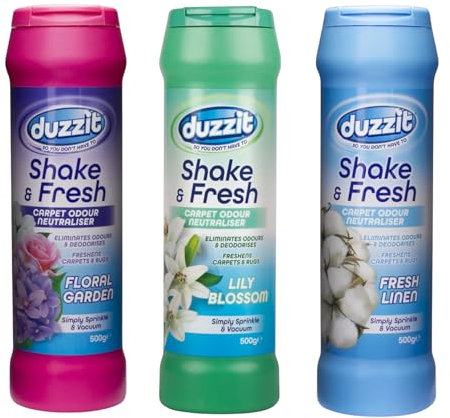 Duzzit Shake & Fresh - Deodorante per tappeti (3 pezzi) | Shake and vac Carpet Freshener Powder | Shake n Vac | Polvere detergente per tappeti mista