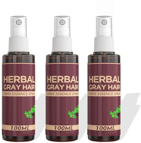 Herbal Gray Hair Spray, Herbal Essence, Herbal Essence for Gray Haar für Männer & Frauen, Hair Darkening Conditioner, Herbal Essence, Haarfarbe Spray für All Haare Types (3PC, 100ML)