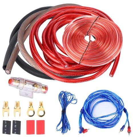 Crumye Car Audio Subwoofer kabel, 4-ledarförstärkare, 2 800 W, bilradio subwoofer, förstärkare, högtalare, installationskabel, set, säkringsbox, ljudförstärkare, kabel, subwoofer, kabellåda, kit