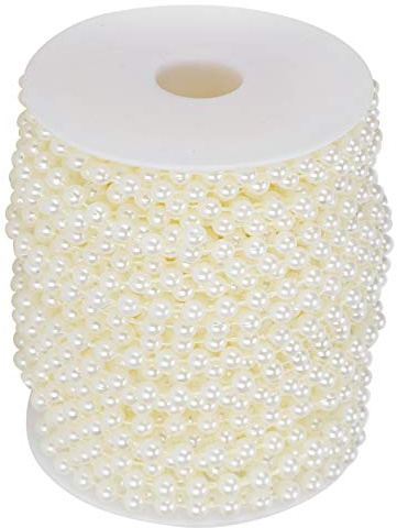 Qudinip Guirnalda de Cuentas de Perlas de Imitación, Elegante Cuerda de Decoración Artesanal para Pastel de Boda, Respaldo de Silla de Mesa, Rollo (Beige Superior: 84661 3K000V2, 84661 3K000 V2,