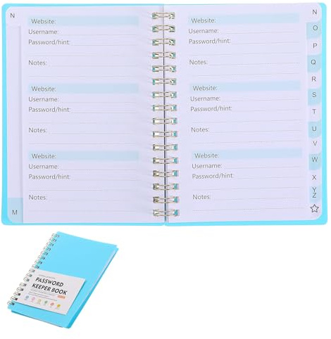 Alipis Carnet de Mots de Passe Pages Multifonctions Papier Résistant à L'encre à Spirales avec Onglets Alphabétiques pour Usage Personnel
