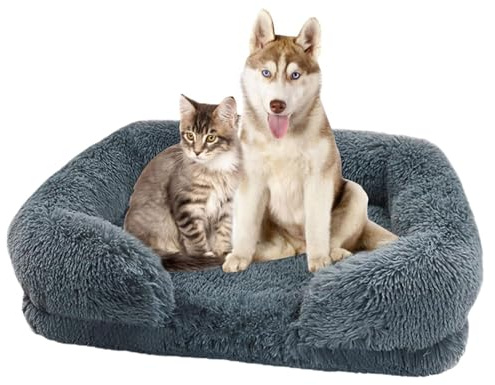 Fluffig kattbädd - lugnande kattunge | stor ortopedisk husdjursbäddsoffa med högt stöd bomull husdjur soffa ägg med avtagbar tvättbar halkfri botten