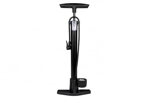 Pompa da Pavimento per Bicicletta, con Manometro di Precisione, Doppia Valvola Presta e Schrader, Tubo Flessibile da 65 cm, 8 Bar
