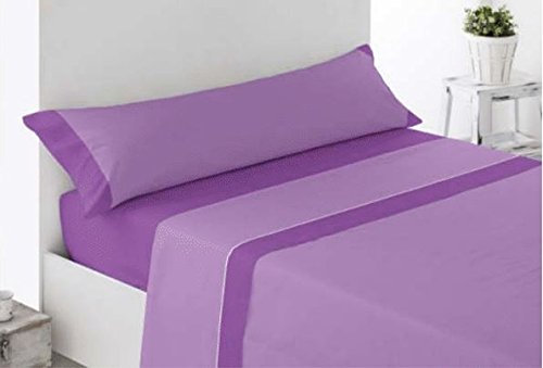 Confort Home M.T Juego SÁBANAS DE Verano Lisas (3 Piezas) (150_x_200_cm, Lila/Morado)