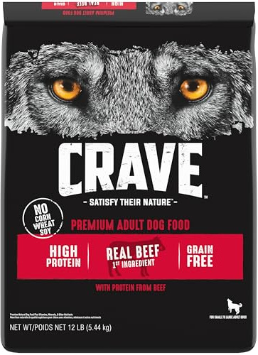 CRAVE Grain Free High Protein Adult Dry Dog Food, Beef, 12 lb. Bag