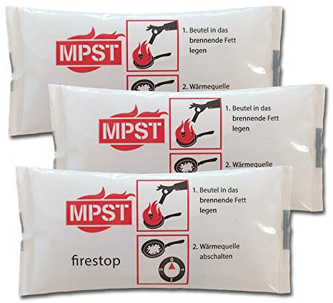 3er-Pack Fettbrand-Feuerlöscher Brandklasse F - MPST Fettbrand-Löschpolster - Neuentwicklung für Fettbrände in Pfanne, Topf, Fritteuse im Haushalt, Küche - Brandschutz-empfehlung zu Rauchmelder