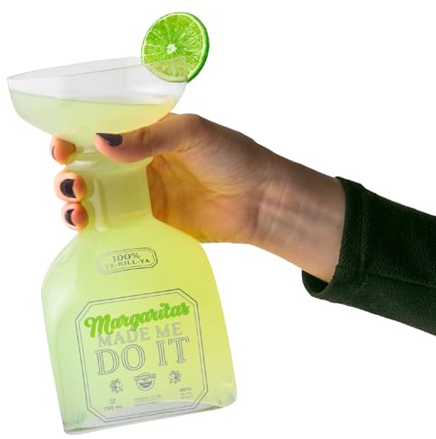 BigMouth Inc Funny Margarita Glass, Jumbo Tequila Bottle Shaped Pitcher, Novelty Drinking Gifts, Margaritas Made Me Do It - 32oz
