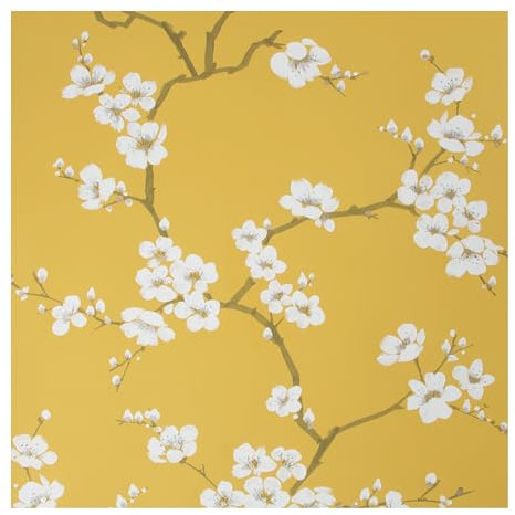 Fresco Ochre Apple Blossom Floral Wallpaper - Paste the paper - Branches design - Yellow Wallpaper - Suitable for any room