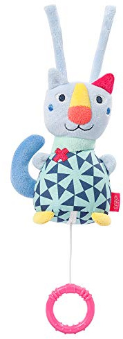 Fehn 055023 Mini Music Box Cat Colour Friends – Cuddly Toy & Sleep Aid: The beautiful melody Träumerei calms in any situation – ideal companion for home and on the go – from birth