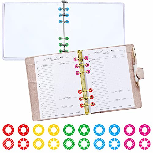 3000 Stück Bunte Lochstanze Verstärkungs Aufkleber Etiketten, Reißfest Plastikkreise Lochschutz für Lose Blätter, 20 Krapfen Gestaltungen (Außen 13 mm, Innen 6 mm)