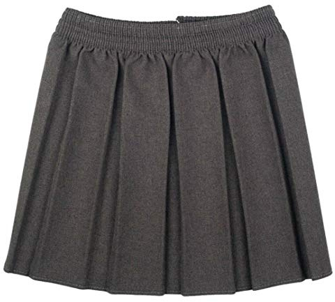 L S U Girls School Skirts Box Pleated Fully Elasticated Waist Skirt Kids School Uniform New (13 Years, Grey)