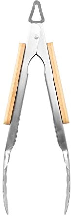 RUECAB - Pinces pour barbecue, Pinces - Pince longue pour barbecue INOX - Longueur : 30 cm - Revêtement : Inox (épaisseur : 0,8mm) - Revêtement manche en bambou, prise en main agréable