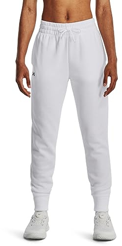 Under Armour Rival Fleece Joggers, Pantaloni della Tuta Donna, Bianco / / Nero, XS-S