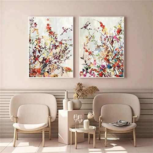 Sarah Duke 2er Poster Set, Premium Aesthetic Bilder Wandbilder, Öl auf Leinwand Blumen Leinwandbilder, Ohne Rahmen, Wandposter Moderne Bilder Wohnzimmer Schlafzimmer (40x50cm)