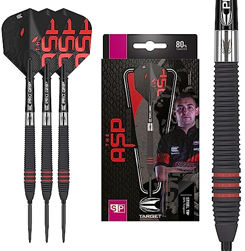Target Darts Nathan Aspinall The Asp Black 22G 80% Tungsten Swiss Point Steel Tip Darts Set
