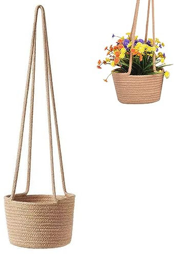 CaiYuanGJ Panier de Jardinière Suspendu, 20cm Suspendu Panier Tissé, Pot de Fleurs à Suspendre en Corde de Jute, Pot de Fleurs Tissé Intérieur Extérieur, pour Plantes et Pots de Fleur, Balcon