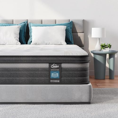 TeQsli Individually Pocket Sprung Super King Mattress 6FT with Soft Fabric, 10 Inch Hybrid Mattress Super King for Pressure & Back Pain Relief, Medium Firm Mattress in a Box-180x200x25cm
