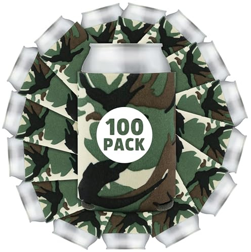 100 Pcs Bulk Blank Collapsible Can Coolers - Perfect For Sublimation Printing, HTV, Screen Printing or DIY Crafts (Camo)