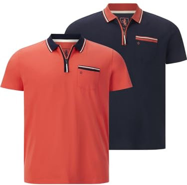 Charles Colby Herren Doppelpack Poloshirt Earl Lenn rot, XL - 56/58