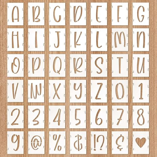 Buchstaben Schablone 42 Stück 7.5cm Malen Kleiner Buchstaben Zahlen Buchstaben Zahlen Schablonen Wiederverwendbare Buchstaben Schablonen zum Malen Holzbrettern Wandverkleidung Steinen DIY