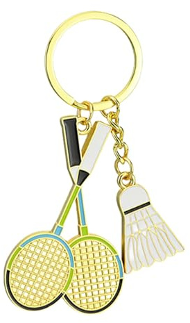 Badminton nyckelring, sport nyckelring, badminton fjäderboll nyckelring hänge gåvor söt badminton nyckelring resa nyckelring hänge, badmintonracket nyckelring