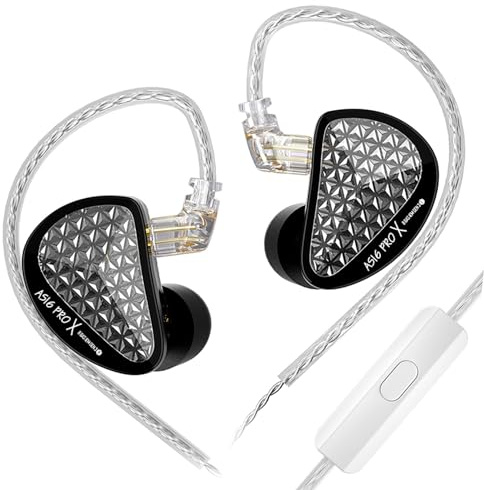 KZ AS16 PRO X in Ear Monitor Headphones HiFi Gaming Earbuds 16BA Balanced Armature Drivers IEM Earphones for Musicians Singers Audiophile Dj Drummers