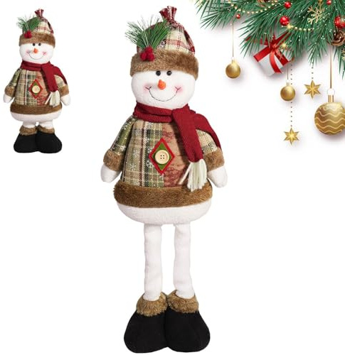 yupeuooe Decorazioni Natalizie con Pupazzo di Neve, Figura in Piedi di Babbo Natale - Pupazzo di Neve di Natale con Gambe allungabili Decorazione Pupazzo di Neve,Figura in Piedi del Pupazzo di Neve,