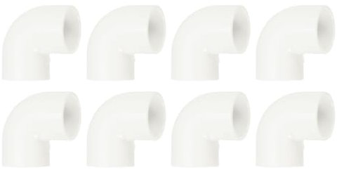 QUARKZMAN 8Pcs PVC Conector Codo de 90 Grados para Tubería de Agua, 20mm Interior Diámetro Conector de Tubería de PVC Codo de 2 Vías, Blanco