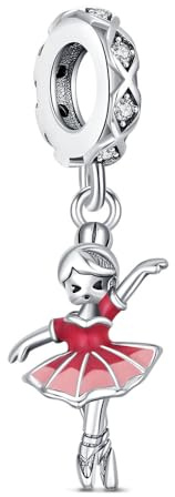 KEQ Abalorio de plata 925 con diseño de bailarina y ballet, apto para pulseras y collares Pandora, regalos para bbf, hija, nieta, cumpleaños, graduación, Mini , Plata de ley, No es una piedra