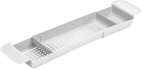 Plateau De Bain pour Baignoire, Tablette pour Baignoire Extensible, Plateau De Relaxation pour Bain avec Rangement Et Égouttoir Rapide pour Gel Douche, Savon, Éponges, Verres, Shampooing, Collations