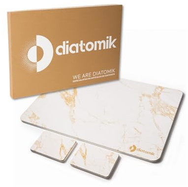 Diatomik - Alfombra de Baño de Diatomita con Jabonera y Soporte para Accesorios de Baño, Piedra Natural, Secado Rápido, Diseño Elegante, Color Blanco