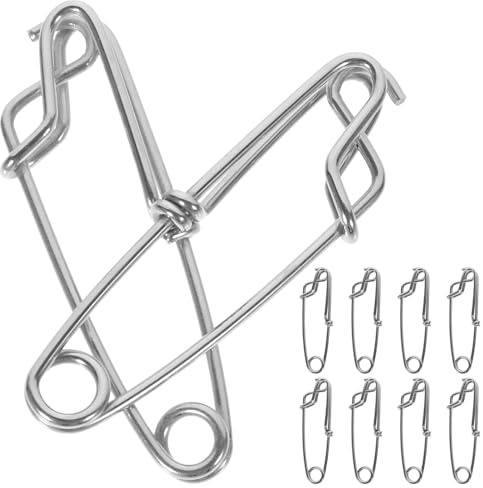 Veemoon Lot de 10 Clips à Pression en Acier Inoxydable 1,8 X 60 Mm Émerillons de Pêche Rapides Résistants à l'eau Accessoires Bateau pour Pêche en Mer et Plaisance