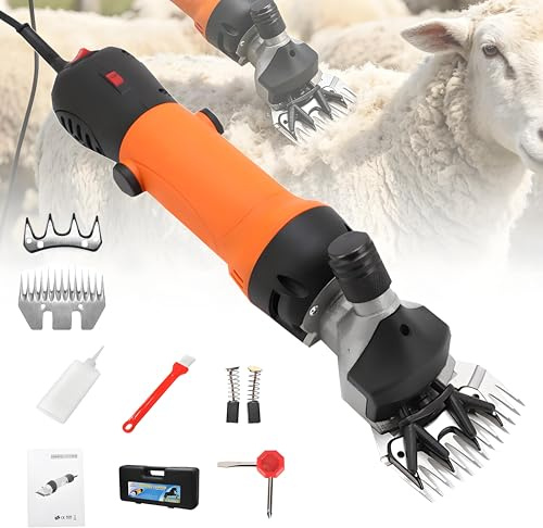 Fårklippningsmaskin och Professionell Fårsax 690W Kraftfull Motor 2400 RPM 6 Växlar för Gård Boskap Getter Får Lamor Alpackor Gårdsdjur Stora Djur Orange