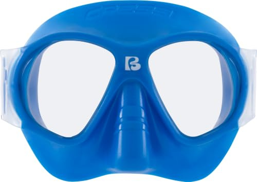 CRESSI Desde 1946 - Breezy Mask - Máscara Lentes de Policarbonato y Facial TPR para Buceo, Natación en Superficie y Vacaciones en la Playa - Azul Marino_Correa elástica Azul Claro Coral - Talla Única