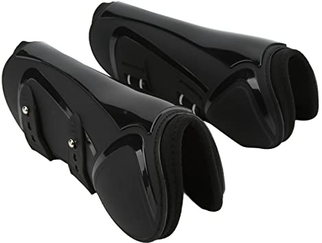 Naroote Protector Pata de Caballo Seguro Apto para Saltar con Carcasa de PU y Neopreno 2 Unidades (Patas Delanteras Negras Medio)