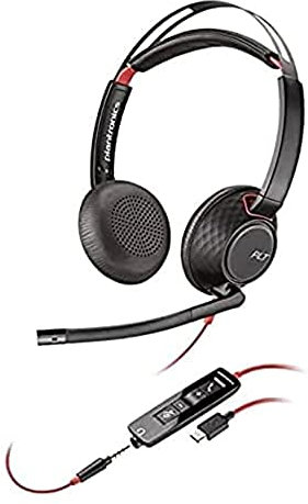 Plantronics Blackwire 5220 Binaural Diadema Negro, Rojo - Auriculares con micrófono (Centro de llamadas/Oficina, Binaural, Diadema, Negro, Rojo, Botón, Polipiel, Metal, De plástico)