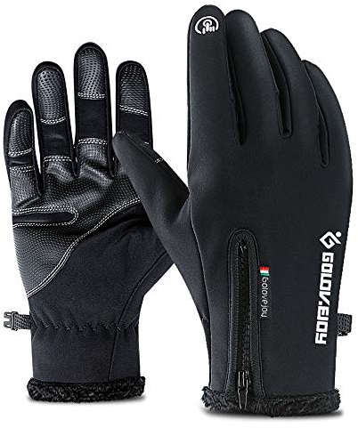 Muzboo Guantes de Pantalla Táctil Resistente al Viento y Impermeable para Hombres, Mujeres, Bicicletas y Motocicletas, Esencial para Actividades al Aire Libre en Clima Frío - Negro - Large