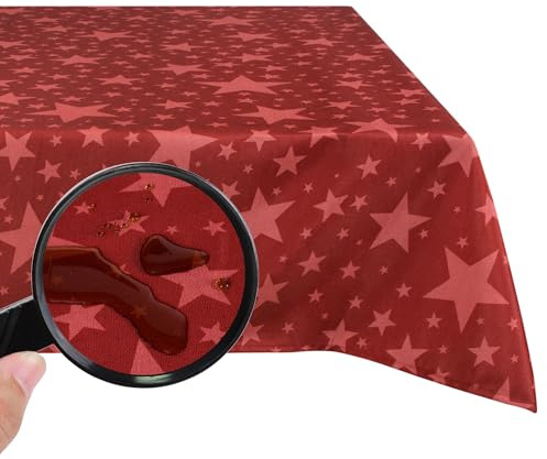 Valia Home Tischdecke mit Teflonbeschichtung für Innen- & Außenbereich Wasser- & Schmutzabweisend Dank verlässlichem Lotuseffekt - Weihnachten 140 x 200 cm