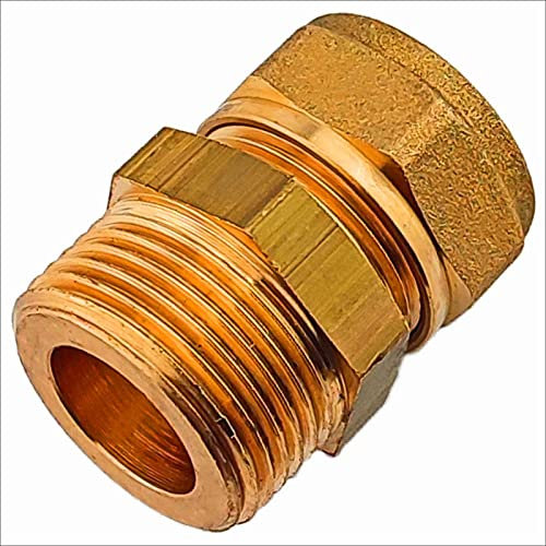 Übergang Kupplung mit Aussengewinde flachdichtend 3/4 Rohr Zoll AG für Kupferrohr Außendurchmesser 22 mm Schraub Fitting mit Klemmring Verschraubung Klemmverschraubung für Kupfer CU Rohr Verbinder