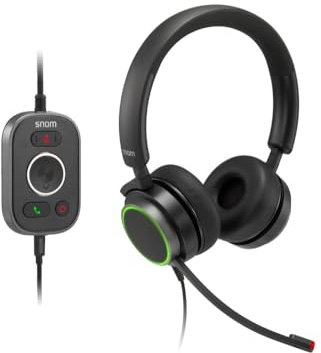 Snom A330D Kabelgebundenes Over-Ear-Headset - Headset Mit Mikrofon Kabellos, Kopfhörer Kabel, Gaming Headset Wireless Mit Mikrofon & Passiver Geräuschunterdrückung - Telefon 00004598