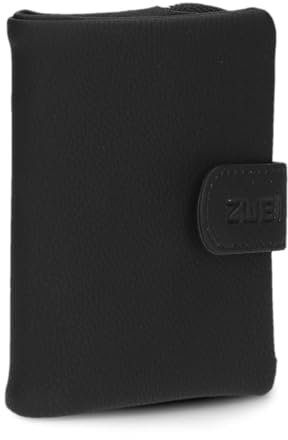 Zwei kleine Damen Geldbörse M.Wallet MW5 Portemonnaie aus weichem Kunstleder, Geldbeutel mit Druckknopf & Reißverschluss-Münzfach, 6 Kartenfächern, 4 Einsteckfächern, 1 Scheinfach (Nubuk-Black)