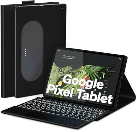 DoohowCase Bluetooth Tastatur Hülle mit Trackpad für Google Pixel Tablet 11 Zoll 2023, wiederaufladbare Google Pixel Tablet 11 Zoll 2023-Tastatur mit 7-Farben-Hintergrundbeleuchtung und Touchpad