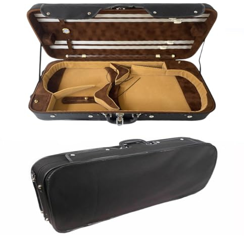 Adjustable Violin Viola Double Case – Holds 4/4 Violin & 15-17 Inch Viola – Hard Shell Backpack with 4 Bow Holders, Music Sheet Bag, 2 Back Straps – Durable & Lightweight for Musicians,Professionals