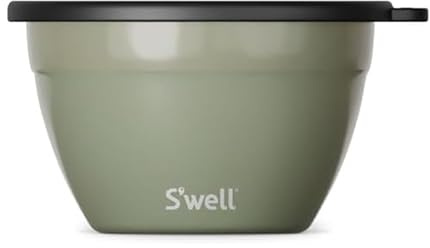 S'well Stainless Steel Salad Bowl Kit 64oz, Mountain Sage, Comes with 2oz Mini Canister and Removable Tray for Organization, Leakproof, Easy to Clean, Dishwasher Safe