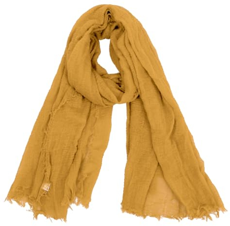 Van Der Rich ® - Schal mit fein gekreppter Oberfläche für Damen und Herren (71-Senf, One Size)