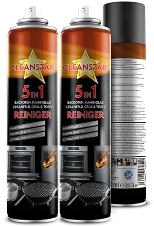 CLEANSTAR je 400ml Kaminscheibenreiniger Spray für Kamin & Ofen Reinigung - 5 in 1 Aktivschaum Kaminglas-Reiniger extra stark gegen Ruß & Schmutz - Kaminofen Glasreiniger, (2)