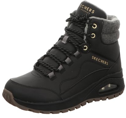 Skechers Uno Rugged Natures Bliss Damen-Stiefelette, Schwarze Duraleather-Wolle, 41 EU