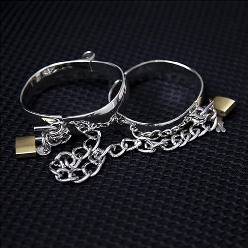 Vielretude Metall Bondage Handschellen Fußschellen Restraint Bondage Oval Fesseln mit Eisenkette Sklaven Lock BDSM Sexspielzeug (D)